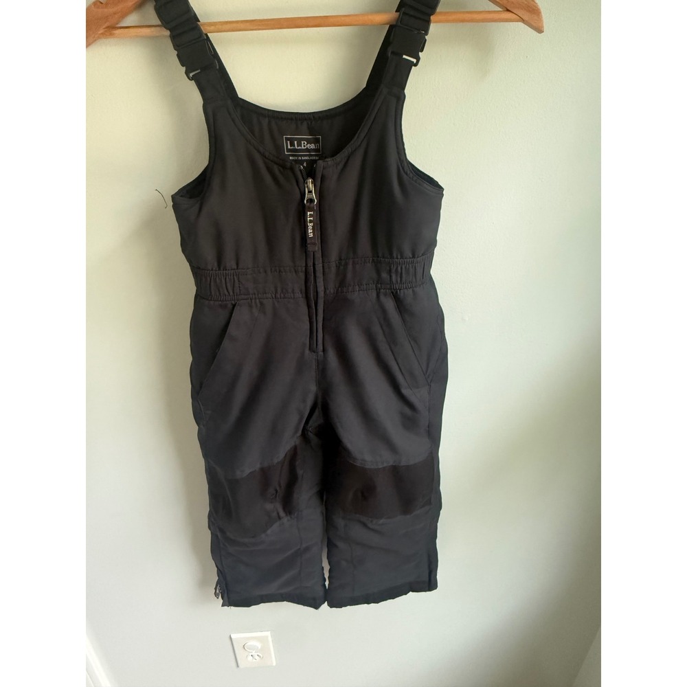 LL Bean Kids Snow Bibs‎ Black Insulated Winter Overalls Size 4 Ski Sledding